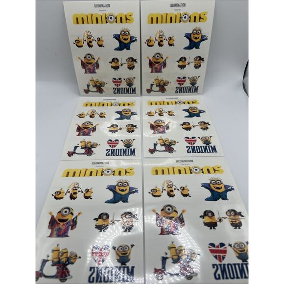 Illumination Minions United Kingdom Temporary Tattoo 6 Sheets Of Tattoos Gru - Picture 2 of 10